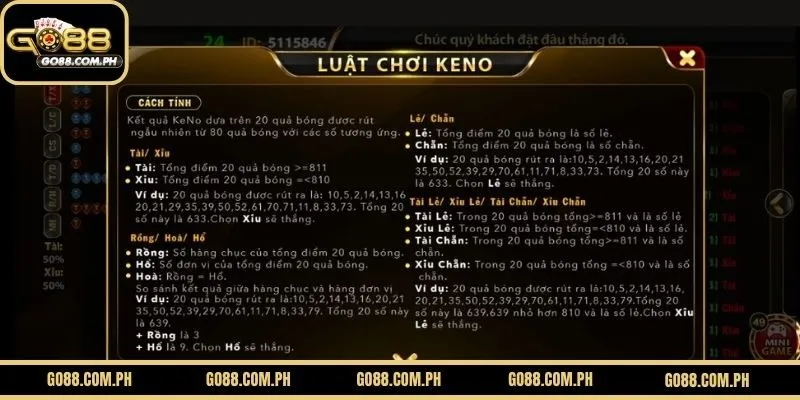 Luật Chơi Keno GO88